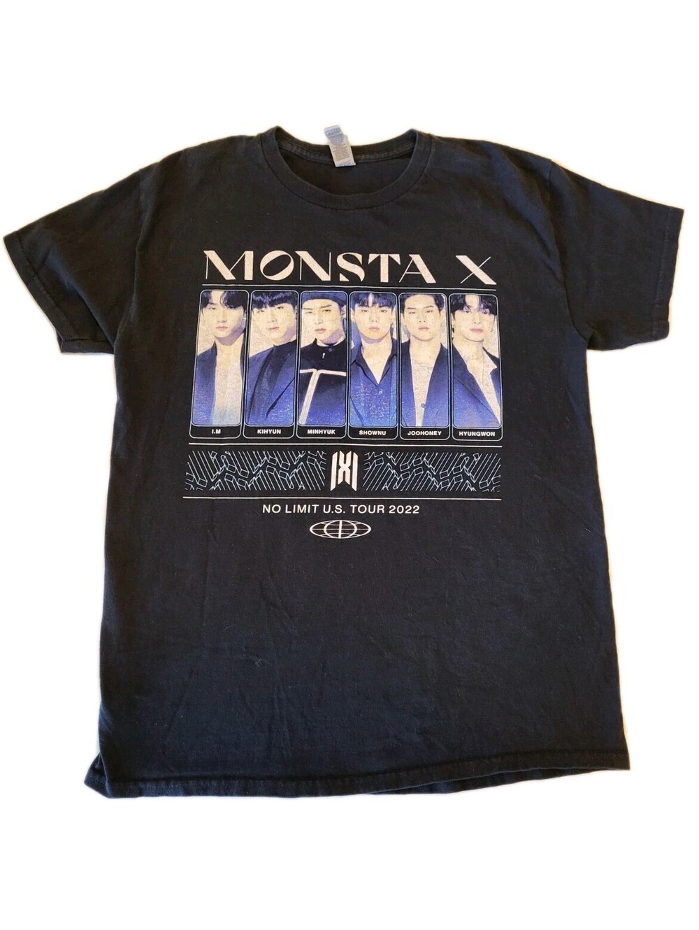 Monsta X Concert T-Shirt Adult Sz Medium Black No Limit US Tour 2022 GUC K-Pop